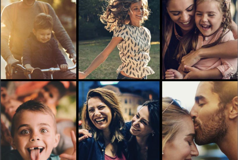 collage de fotos con persona felices